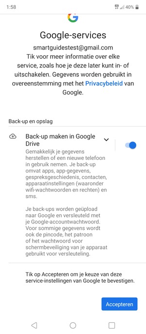 Selecteer Accepteren