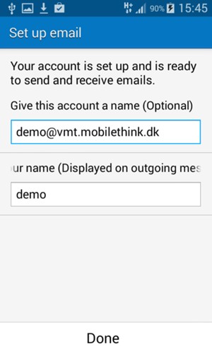 Give your account a name and enter your name. Select Done