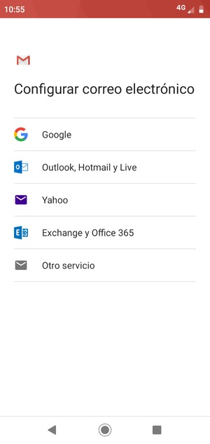 Seleccione Exchange y Office 365