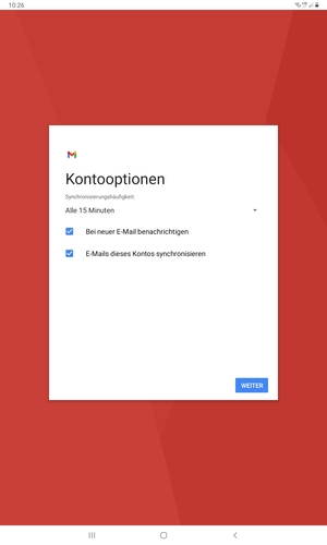 Wählen Sie WEITER