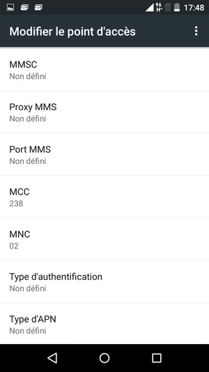 Faites défiler vers le bas et saisissez les informations MMS