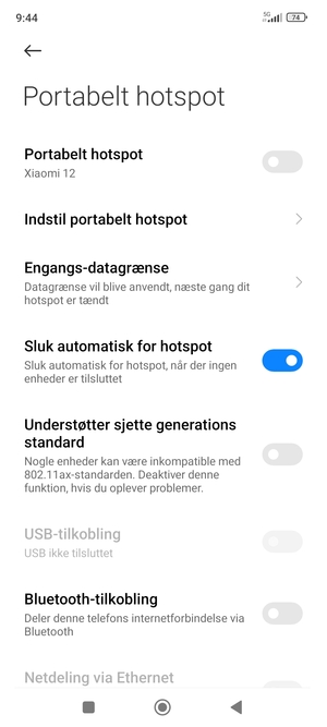 Vælg Indstil portabelt hotspot