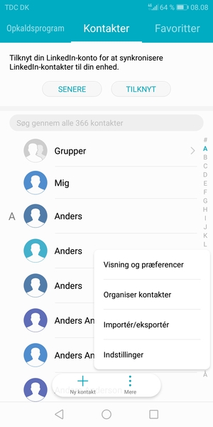 Vælg Importér/eksportér