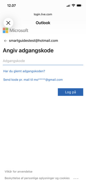 Indtast din adgangskode og vælg Log på