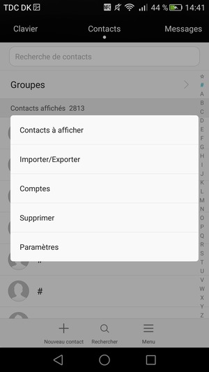Sélectionnez Importer/Exporter