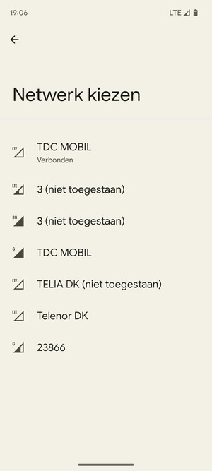 Selecteer een netwerkoperator uit de lijst