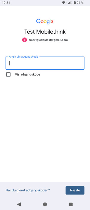 Indtast din Gmail adgangskode og vælg Næste
