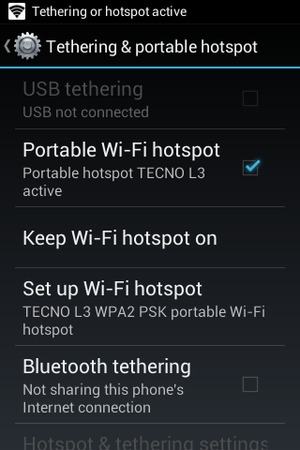 Your phone is now set up for use as a modem