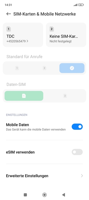 Scrollen Sie und wählen Sie Erweiterte Einstellungen