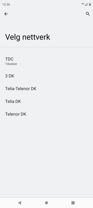 Velg en nettverksoperatør fra listen