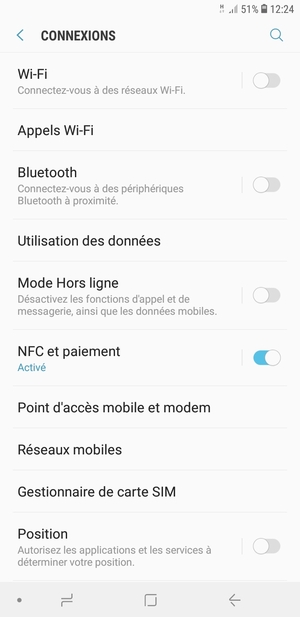 Sélectionnez Réseaux
mobiles