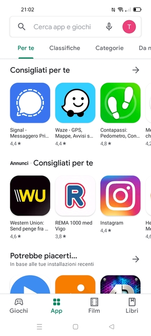 Seleziona la barra di ricerca