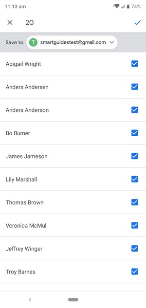 Select the v button