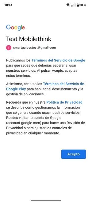 Seleccione Acepto