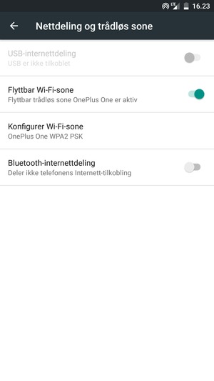 Telefonen din er konfigurert for bruk som et modem