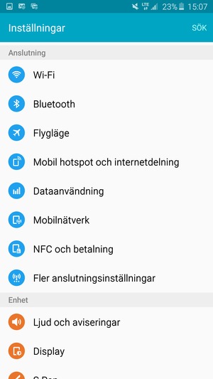 Scrolla till och välj Mobilnätverk