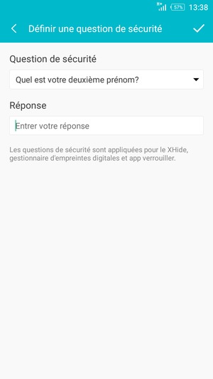 Sélectionnez une question de sécurité