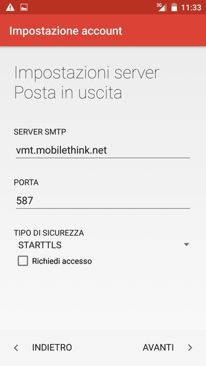 Disattiva Richiedi accesso e seleziona TIPO DI SICUREZZA