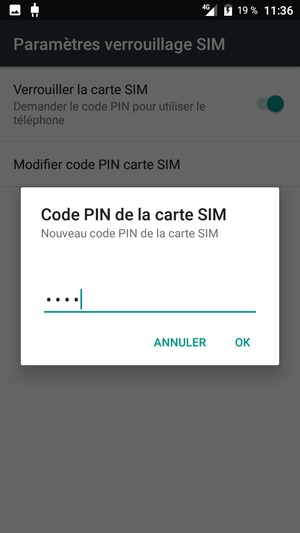 Saisissez votre Nouveau code PIN de la carte SIM et sélectionnez OK