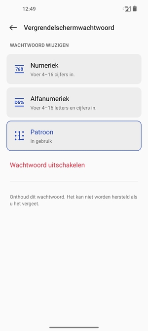 Uw telefoon is nu beveiligd met een schermvergrendeling