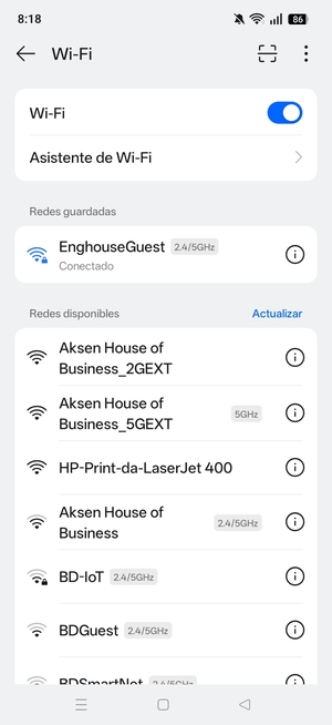 Ahora está conectado a la red Wi-Fi