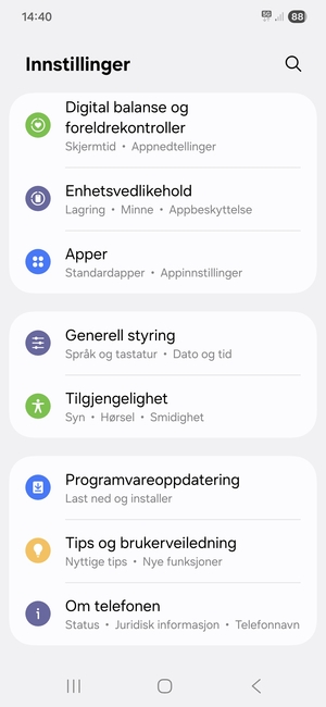 Bla til og velg Programvareoppdatering