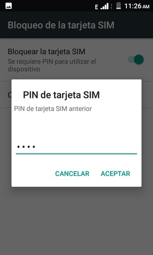 Introduzca su PIN de tarjeta SIM anterior y seleccione ACEPTAR