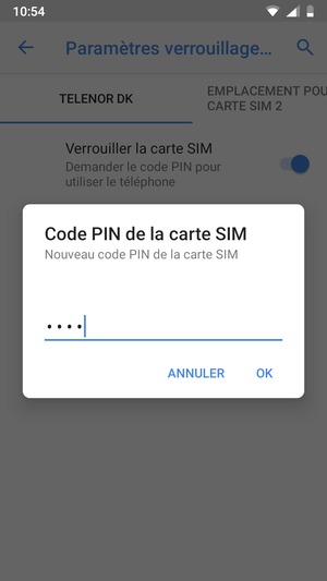 Saisissez votre Nouveau code PIN de la carte SIM et sélectionnez OK