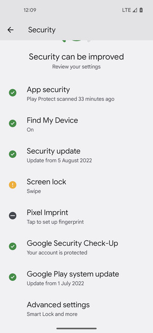 Scroll to and select Advanced settings
