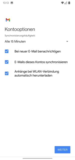 Wählen Sie WEITER