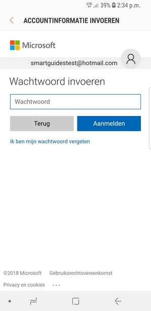 Voer uw wachtwoord in en selecteer Aanmelden 