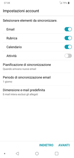 Seleziona AVANTI