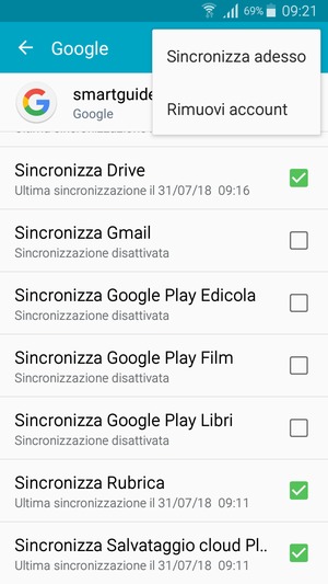 Seleziona Sincronizza adesso