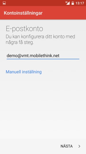 Ange din e-postadress och välj NÄSTA