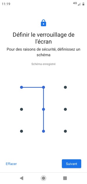 Dessinez un motif de déverrouillage et sélectionnez Suivant