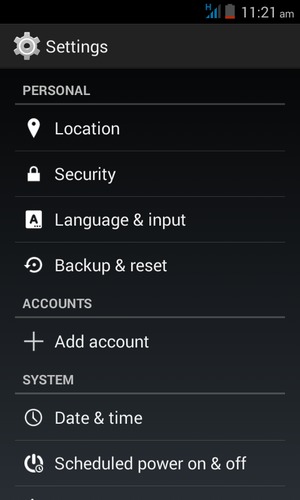 Scroll to and select Security