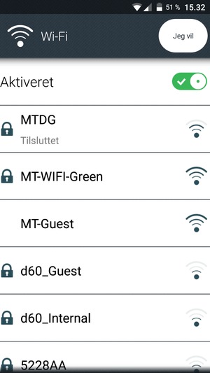 Du er nu tilsluttet Wi-Fi netværket