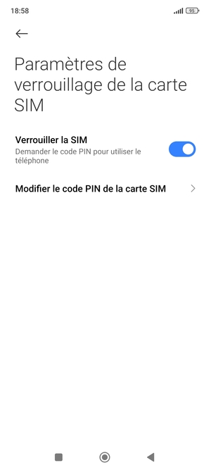 Sélectionnez Modifier le code PIN de la carte SIM