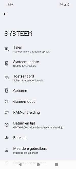 Selecteer Systeemupdate