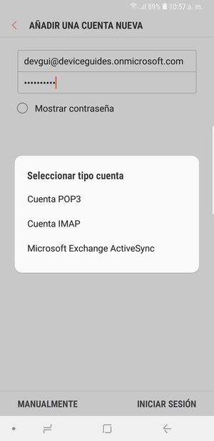 Seleccione Microsoft Exchange ActiveSync