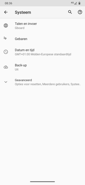 Selecteer Back-up