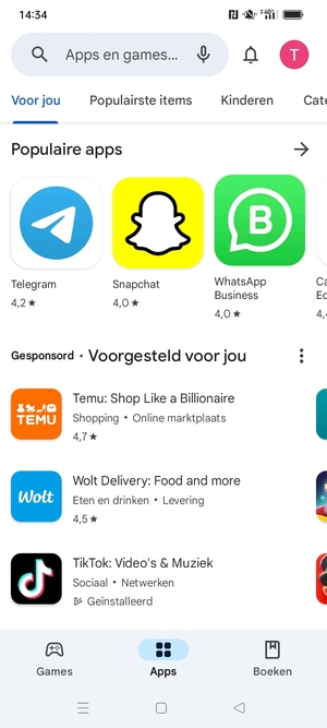 Selecteer de zoekbalk