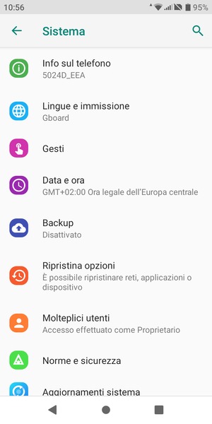 Seleziona Backup