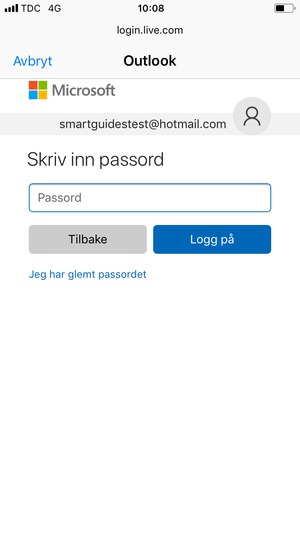 Skriv inn passord og velg Logg på
