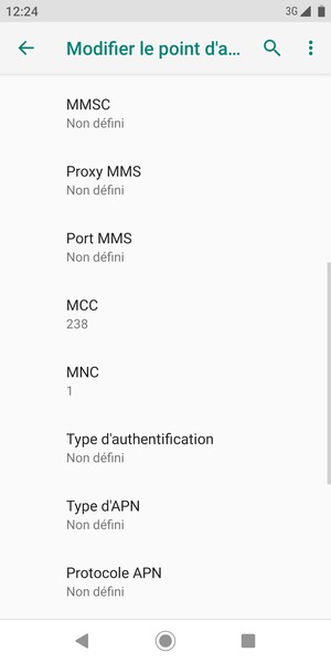Faites défiler vers le bas et saisissez les informations Internet