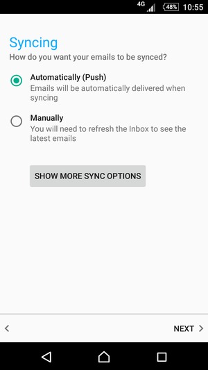 Select your preferred option and select NEXT