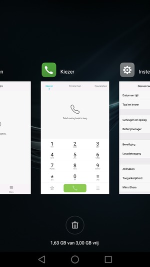 Selecteer het Verwijderen-pictogram om alle actieve apps te sluiten
