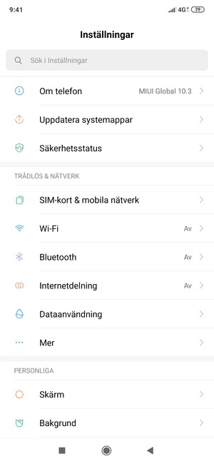 Välj Om telefon