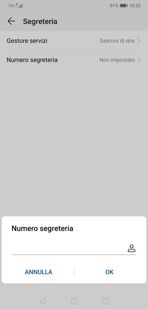 Inserisci Numero segreteria e seleziona OK