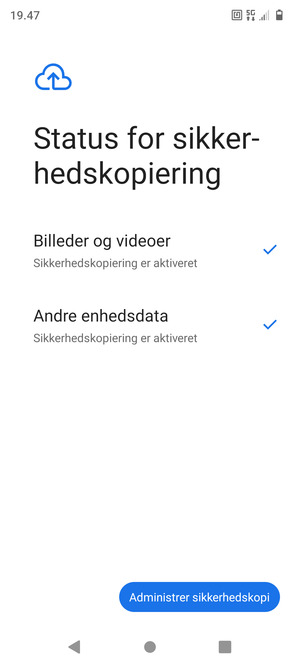Vælg Administrer sikkerhedskopi